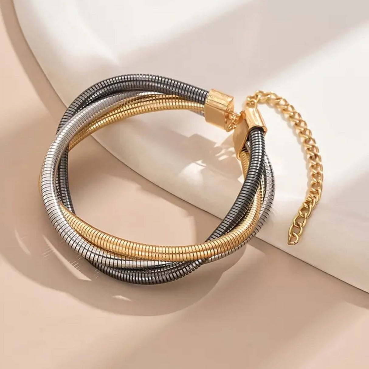 TriTone Elegance Bangle